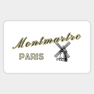Montmartre Paris, dark text. Magnet